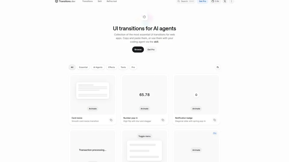 Transitions preview