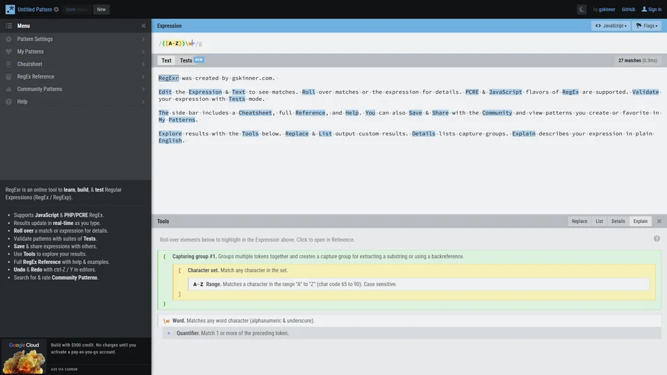 RegExr preview