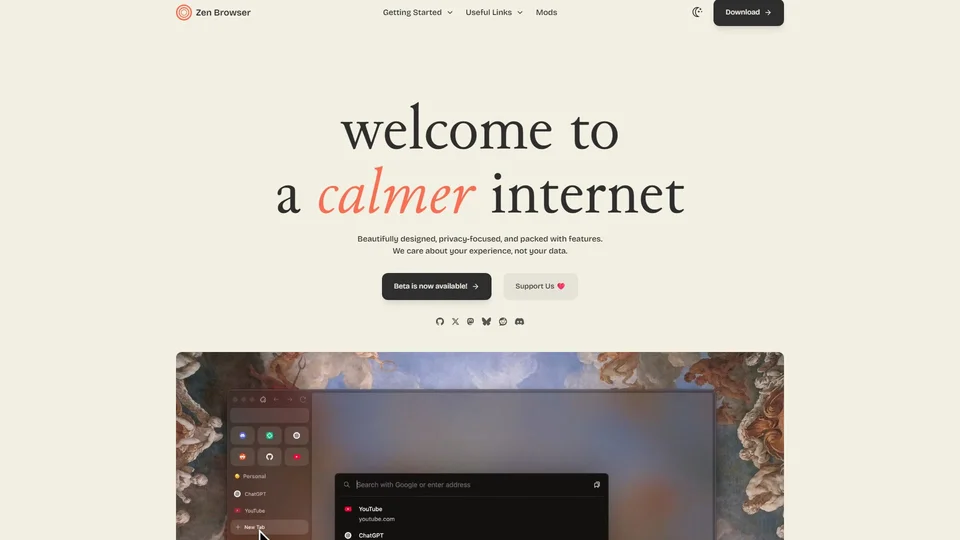 Zen Browser preview