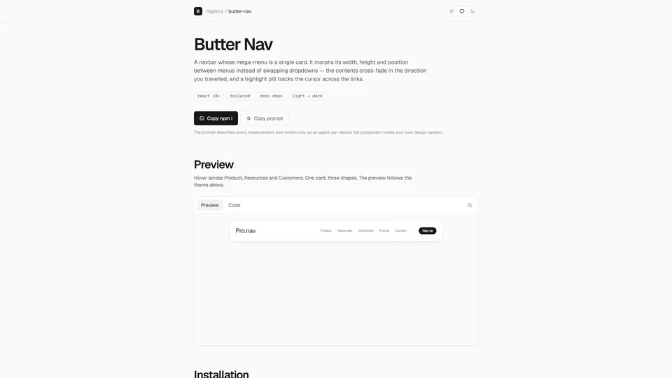 Butter Nav preview